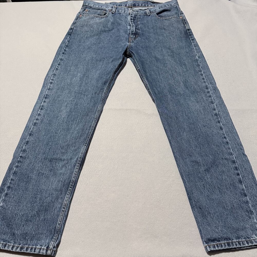 Levi's 505 Jeans Men's Blue Denim Mid Rise Straight Classic Zip Fly - 38x34